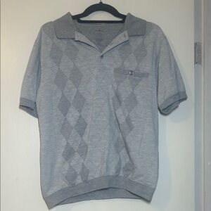 David Taylor Light Gray Argyle Polo Shirt